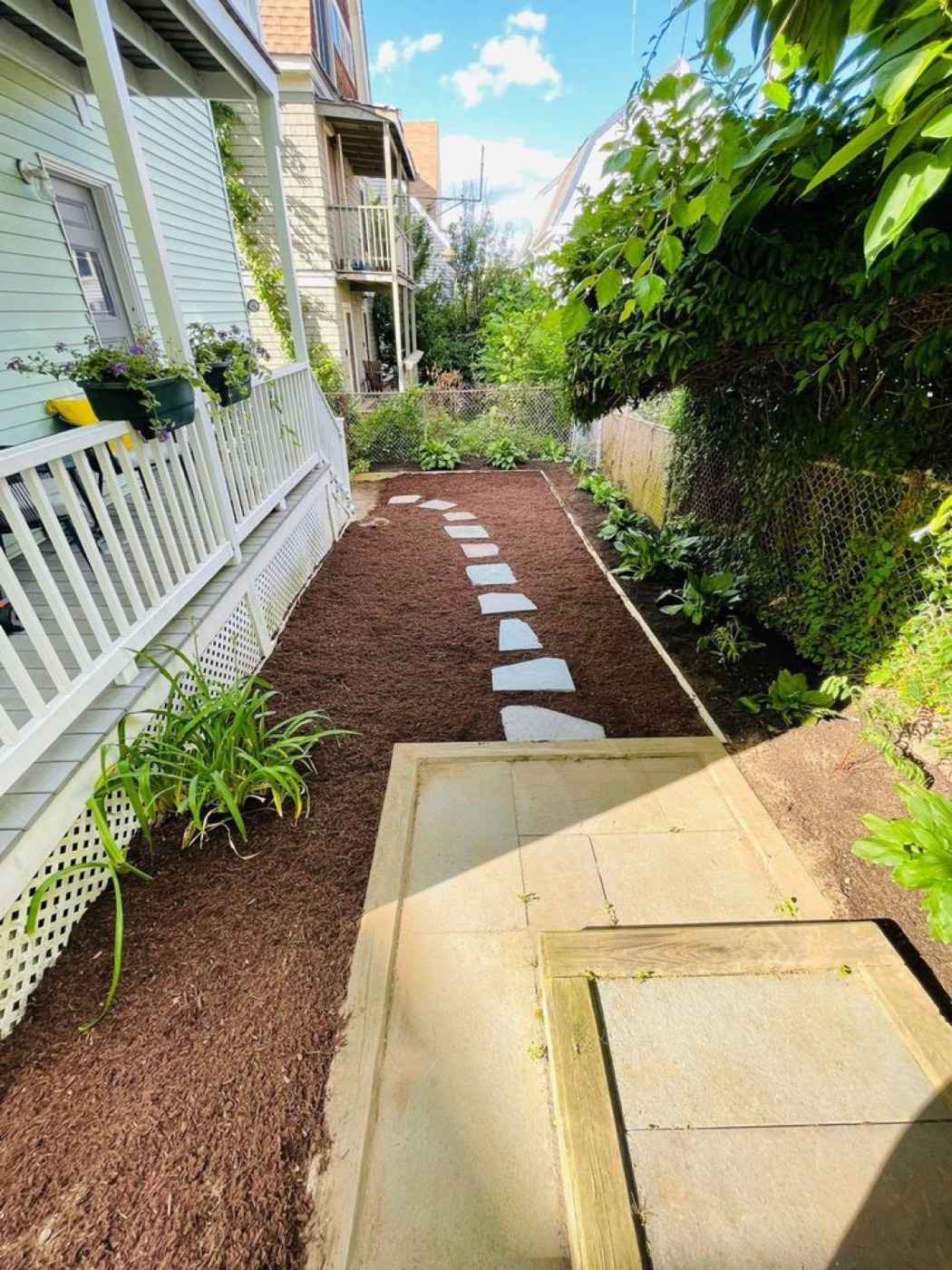 Cleanup, mulching, and step stones by RM Affordable Landscaping