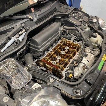 Engine service in progress